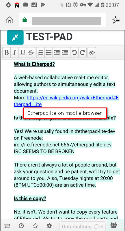 Etherpad-Lite Mobil