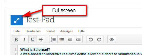 Etherpad-Lite Fullscreen-Modus